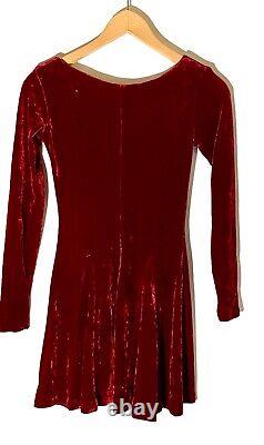 Vintage 90s Signature Betsey Johnson Dress L Stretchy Velvet Skater Gorgeous Red