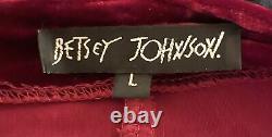 Vintage 90s Signature Betsey Johnson Dress L Stretchy Velvet Skater Gorgeous Red