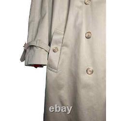 Vintage 90s St Malo Womens 16 Khaki Trench Coat Classic Red Wool Removable Liner