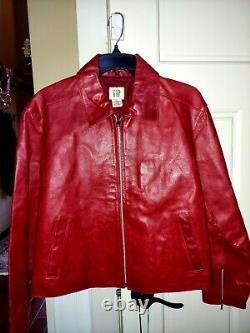 Vintage 90s Women's Red Leather Jacket GAP Size XXLarge