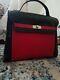 Vintage Auth Givenchy Black & Red Top Handle Two Tone Leather Kelly 28cm Bag