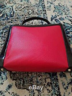 Vintage AUTH Givenchy Black & Red Top Handle Two Tone Leather Kelly 28cm Bag