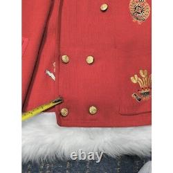 Vintage Adrienne Vittadini Womens Red Blazer Jacket Vintage Crest Embroidered M