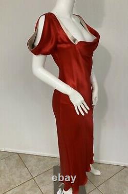 Vintage Alexander McQueen Predeath'07 Silk Satin Bias Cut Midi Dress WTags IT42