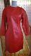 Vintage Ambria Red Designer Leather Dolman Bold Shoulders Dress 8 Valentines Day
