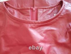 Vintage Ambria Red Designer Leather Dolman Bold Shoulders Dress 8 Valentines Day