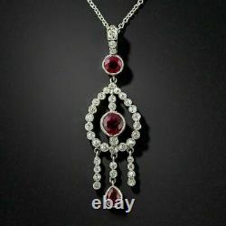 Vintage & Antique Jewelry Engagement Pendant 2.45 CT Ruby 14k Whtie Gold Plated