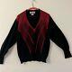 Vintage Berk By Ballantyne Scotland Cashmere V-neck Sweater, Red And Black