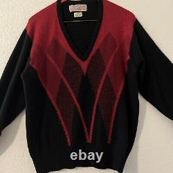 Vintage BERK by BALLANTYNE Scotland Cashmere V-neck Sweater, Red And Black