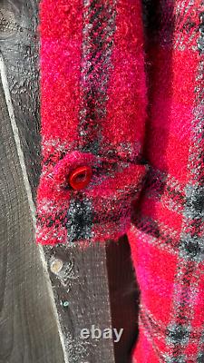 Vintage Barr of England Women's Button Down Mohair/Wool Long Coat Hot Pink M