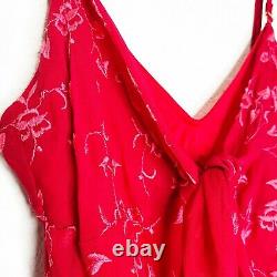 Vintage Betsey Johnson 90s Y2K Silk Embroidered Beaded Slinky Slip Dress Small
