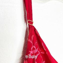 Vintage Betsey Johnson 90s Y2K Silk Embroidered Beaded Slinky Slip Dress Small