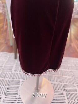Vintage Betsey Johnson Beaded Dress 90s womens sz Small burgundy