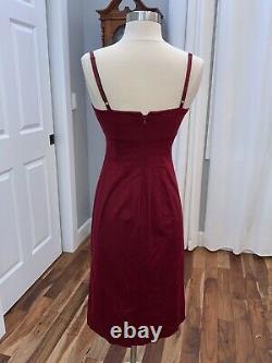 Vintage Betsey Johnson New York Y2K dress embroidered red/burgundy women's six 6