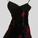 Vintage? Betsey Johnson Velvet Slip Dress 90s Y2k Leopard Floral 6 S M Corset