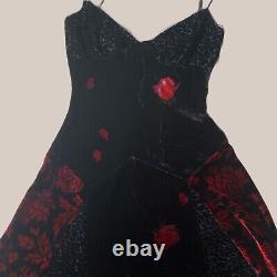 Vintage? Betsey Johnson Velvet slip dress 90s Y2K Leopard Floral 6 S M Corset