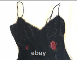 Vintage? Betsey Johnson Velvet slip dress 90s Y2K Leopard Floral 6 S M Corset