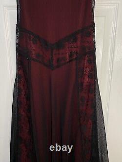 Vintage Betsey Johnson Women's Formal Black Lace Overlay Red Dress 4 Gothic