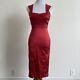 Vintage Betsey Johnson Formal Dress Womens Size 4 Red Fitted Sheath Chiffon Neck