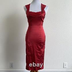 Vintage Betsey Johnson formal dress womens Size 4 Red fitted sheath chiffon neck
