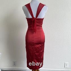Vintage Betsey Johnson formal dress womens Size 4 Red fitted sheath chiffon neck