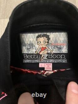 Vintage Betty Boop JH Design Jacket Size Large Used Hearts Pink Black Red RARE