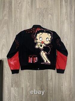 Vintage Betty Boop JH Design Jacket Size Large Used Hearts Pink Black Red RARE