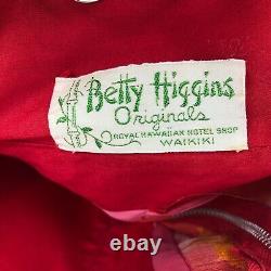 Vintage Betty Higgins Waikiki Womens Dress A-Line Gown Floral Mesh Red Small S