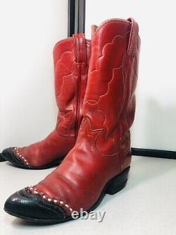 Vintage Blood Red Tony Lama Cowboy Cowgirl Western Boots