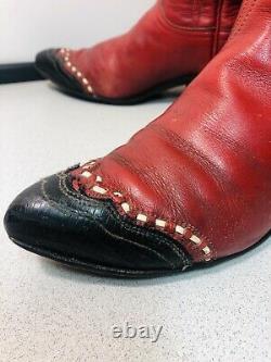 Vintage Blood Red Tony Lama Cowboy Cowgirl Western Boots