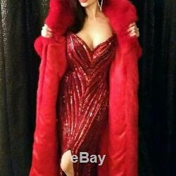 Vintage Bob Mackie DRESS Red Sequin Strapless Gown Size 8 medium Pageant dress
