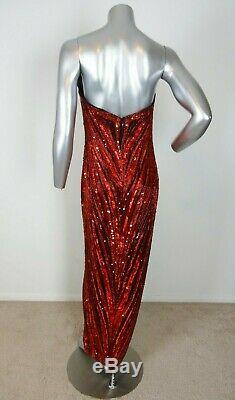 Vintage Bob Mackie fully beaded/ sequin RED rabbit gown SIZE 6 strapless