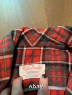 Vintage Bobbie Brooks Calgary By Carleton Red Plaid Wood Cuffed Cropped Jacket S
