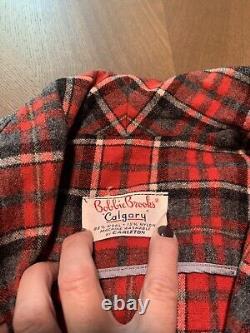 Vintage Bobbie Brooks Calgary By Carleton Red Plaid Wood Cuffed Cropped Jacket S