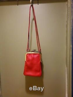 Vintage Bonnie Cashin Coach Double Kisslock Red Leather Swing Purse Bag