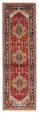 Vintage Bordered Hand-Knotted Carpet 2'7 x 8'0 Traditional Wool Rug