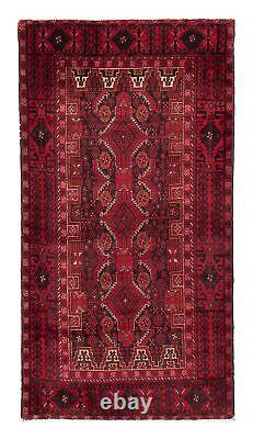 Vintage Bordered Hand-Knotted Carpet 3'5 x 6'4 Traditional Wool Rug