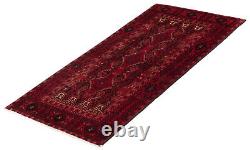 Vintage Bordered Hand-Knotted Carpet 3'5 x 6'4 Traditional Wool Rug