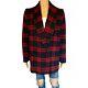 Vintage Braetan Mackinaw Coat Size Large Red Plaid Double Breasted Wool Overcoat
