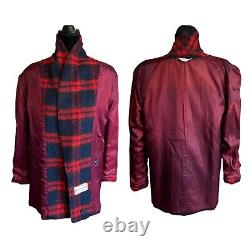 Vintage Braetan Mackinaw Coat Size Large Red Plaid Double Breasted Wool Overcoat