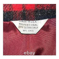 Vintage Braetan Mackinaw Coat Size Large Red Plaid Double Breasted Wool Overcoat