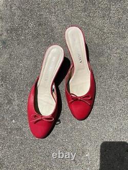 Vintage Burberry Kitten Heel Mule Shoes Size 39 8 US (CHERRY RED COLOR)