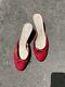 Vintage Burberry Kitten Heel Mule Shoes Size 39 8 Us (cherry Red Color)