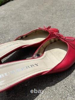 Vintage Burberry Kitten Heel Mule Shoes Size 39 8 US (CHERRY RED COLOR)