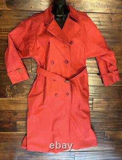 Vintage Burberry Red Full Length Double Breasted Trench Coat Size XL