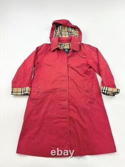 Vintage Burberry Trench Coat Womens Size 4R Long Red Nova House Check Jacket