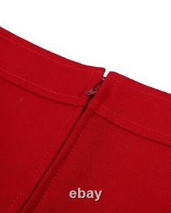 Vintage CELINE Midi Skirt Red Chain Charm Logo Womens Size 46