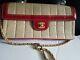 Vintage Chanel Beige Red Quilted Patent Leather Mini Cc Chain Flap Shoulder Bag