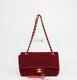 Vintage Chanel Burgundy Red Velvet Classic Medium Single Flap Bag