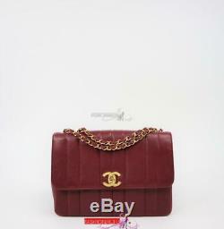 Vintage CHANEL Classic Vertical Quilt Burgundy Red Caviar Medium Flap Bag Gold